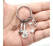 1Pc Microphone Musical Note Guitar Charm Keychain Alphabet Initial Letter Keychain Cool Music Rock Singer Key Ring