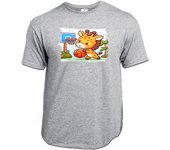 MERCHANDMANIA CAMISETA GRIS MEZCLA girafa jugador animal deporte baloncesto moda verano tshirt