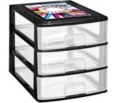 COM-FORT HOUSE  Cajonera Apilable de Plástico  Modelo Transparente  Color Negro Cajones de Almacenamiento Modular