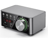 Receptor y amplificación de audio Estéreo con Bluetooth 5,0, mini amplificador integrado Hi-Fi, color Gris