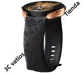 18mm 20mm 22mm Rose engrave Band for Samsung Galaxy Watch 654 40mm 44mm Gear S3 Silicone Cute Strap Classic 43mm 45mm Active 2