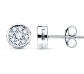 Inmaculada Romero Pendientes Oro Blanco 18k Mujer Chatón 7mm 18 Diamantes 0.02ct