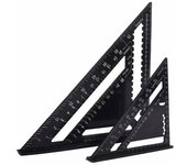 Escuadra de carpintero multifuncional de 18 cm y 30 cm, regla de aluminio de metal triangular, calibre de marcado cuadrado, transportador de ángulos de 45 a 90 grados