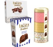 Pack Lacasa bombones chocolate con leche 72 G & bombones surtido lata 180 G & bombones café con leche 200 g