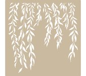 TODO-STENCIL Plantilla MYA Home Decor Naturaleza 006 Sauce, Medida 50x50cm Diseño 48x48cm, Stencil lavable, reutilizable, maleable y muy resiste, Ideal para decorar paredes, muebles, cojines, cortinas, etc