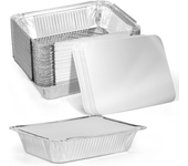 50/100pcs Aluminum Foil Trays with Lids Non-Stick Baking Pans Food Grade BBQ Bowl for Air Fryer Oven Baking Cooking Kitchen Tool
