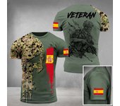 Fashion New Spanish Army Men's T-Shirt Veteran Soldier Flag Print Summer Short Sleeve Oversized O Neck Pullover Tops Clothing