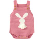 Spring Baby Bodysuits Clothes Cute Rabbit Knitted Newborn Boys Girls Strap Onesie Coveralls 0-18m Infant Easter Clothes Outfits