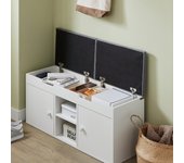 SoBuy FSR96-W Banco Zapatero con 2 Puertas y 2 estantes Armario de Entrada Banco de Almacenamiento para Guardar y Ordenar 100 x 34 x 48 cm ES