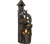 Outsunny Fuente de Agua 2 en 1 con Casita para Pájaros Fuente de Jardín con Iluminación LED Fuente Decorativa en Cascada de 4 Niveles para Jardín Patio Terraza 34,5x29,5x92 cm Multicolor