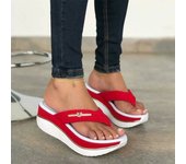 Fashion Large Size Women's Flip-Flops Thick-Soled Wedge-Heeled Flip-Flops Non-Slip Open Toe Outerdoor Summer Beach Shoes Female