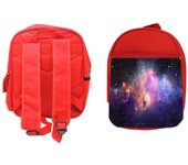 PACK MOCHILA ROJA Y ESTUCHE NEBULOSA GALAXIA UNIVERSO school material universo cosmos ciencia