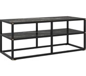 Mueble para TV negro con vidrio de mármol negro 100x40x40 cm