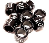 Pack 10 Anillas De 3.5mm Para Canarios 2025  Numeradas con Año Marcado Color Negro Federativo  Grabado Laser Cerradas