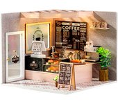 DAM. Cafetería Fácil. Maqueta 3D realista con gran detalle, cubierta antipolvo y luces led. 15x15x13cm.