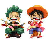 13cm Anime Figure One Piece Monkey D Luffy Roronoa Zoro Kawaii Toys Q Figural Nendoroid Car Decoration PVC Model Gift