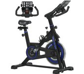 HOMCOM Bicicleta Estática Bicicleta de Fitness Pantalla LCD Asiento Manillar Ajustable Volante de Inercia 8kg Resistencia Regulable 103x53x110-114 cm Acero