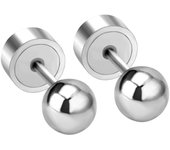 LUXUSTEEL 2Pcs 3/4/5mm Round Ball Earrings For Women Men Gold Color Silver Plated Stainless Steel Stud Earring Punk Jewelry