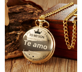 Commemorative gold circular pocket watch as my son's birthday gift Christmas pocket watch waist chain quartz pocket watch