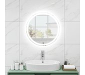 Espejo de baño LED con iluminación, Redondo, antivaho, Espejo de Pared Regulable con Interruptor táctil y función de Memoria, Espejo Colgante, 60 x 60 cm, Plateado