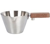 Taza medidora de espresso de Maple inoxidable 304 with Mango de Madera, mango de Nogal con Escala, Taza de extracreón de café de 120 ml, taza medidora de espresso apta para lavavajillas, Taza de Maple inoxidable para salsa de
