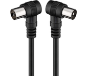 CABLEPELADO Cable antena TV macho hembra, cable coaxial antena de TV, Cable antena TV 90º acodado, Cable televisión, decodificador, HDTV, DVB-T2, DVB-C, DVB-S, TV y Radio, 75 Ohm, Negro, 2.5 metros