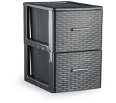 Plastic Forte - Cajonera de Plástico Volga Rattan Antracita / Wengué / Blanco Decoración Hogar Oficina