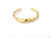 Anillo de acero inoxidable con forma irregular para mujer, anillo abierto ajustable.