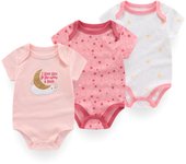 Kiddiezoom 3 Pcs/Lot Uniex Fashion Casual Cute Short Sleeve Baby Boy Girl Bodysuits Soft Infant Onesies