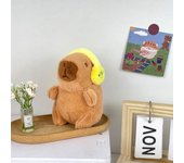 Cute capybara with headphones kids toy head cover cappibala doll keychain pendant soft stuffed animal doll couple keychain gift