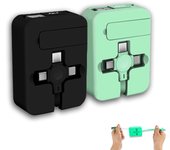 2 piezas 3 en 1 cable de carga retráctil multiuso (3.28ft) con USB C/Micro USB/IP y soporte para teléfono, compatible con iPhone/Android/Tablet