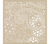 TODO-STENCIL Plantilla MYA Home Decor Paisley 002 Medida 50x50cm Diseño 48x48cm, Stencil lavable, reutilizable, maleable y muy resiste, Ideal para decorar paredes, muebles, cojines, cortinas, etc