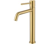 VALAZ Grifo de lavabo alto pica monomando redondo caño oro mate cepillado serie Ebro