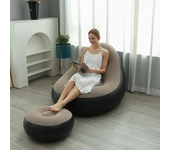 2-IN-1 Lounge Sofa Bed Set Lazy Sofa Set Outdoor Foldable Recliner Bed Folding Portable with Air Pump for Backyard Camping RV