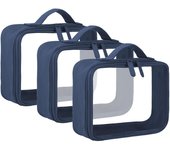 3 Piezas Neceser de Aseo Transparente, TSA Neceser Viaje Avion para Transportar Líquidos, Bolsa de Aseo, Bolsa de Cosméticos para Mujeres y Hombres