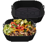 1pc Silicone Air Fryer Pot Tray With Handle, Square Air Fryer Baking Pan, Reusable Air Fryer Liner For Kitchen Baking
