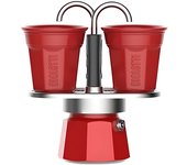 Bialetti - Mini Express Kandisky: Set con Cafetera 2 Tazas (90 Ml) + 2 Tazas, Rojo, Aluminio