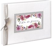 Libro de Firmas Aniversario, Cumpleaños y Más  Tapa Dura con Lazo de Seda y Marco Holográfico  64 Páginas de Papel Natural 160 g  Mensajes, Fotos y Huellas  Recuerdo Elegante y de Alta Calidad  Para los 40, 50, 60, 70, 80, 90 años  Marca ARGUVAL