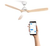 Create Ventilador de Techo Silencioso 6 Velocidades con Función Verano/Invierno y Aspas de Madera Natural