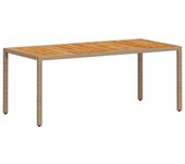 Mesa de Jardín ratán PE beige Y Madera de Acacia 190x90x75cm