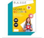M-Office Folios De Colores A4 80g Para Impresoras y Manualidades, Papel Surtido Para Niños, Paquete Folios Colores Para Tarjetas, Escuela y Proyectos Creativos m-office (100h, Azul Turquesa)
