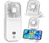 Ventilador de mano, mini ventiladores portátiles potentes USB recargables de mano con 4 velocidades, ventilador personal plegable, ventilador de escritorio, refrigeración para viajes, vacaciones