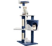 Nobleza - Rascador para gatos, Altura 118.5 cm, Árbol Estable para Gatos, 3 Plataformas, 1 Cueva, 1 Pompón, 1 Peluche