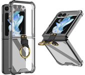 Transparent Electroplated Airbag Ring Phone Case for Samsung Galaxy Z Flip 5 4 3 5G Flip5 Flip4 Flip3 5G Stand Shockproof Cover