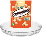 Pack repostería:CONGUITOS BLANCOS DOYPACK 220G+Plato De Tarta De Vidrio 27 cm