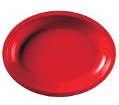 MONOUSO | Bandeja Dura Reutilizable PP Ovalada "Round" Rojo  31,5x22cm (25 Uds)