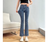 Women Fashion Flare Jeans Winter Streetwear Y2K Straight Pants Ankle Length Denim Jeans Girls Party Casual Retro Blue Trousers