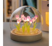 Artificial Flowers Tulip Eternal Rose Wedding Decor Handmade DIY LED Light Foil Glass Dome Preserved Flower Mother's Day Gifts