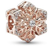 PANDORA Charm Oro Rosa Copo de Nieve Festivo con Microcuentas y Circonitas