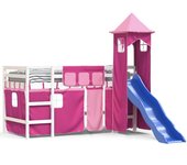 vidaXL Cama alta para niños con torre madera pino rosa 80x200 cm